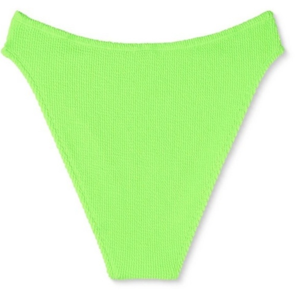 NWT V-Front High Waist Extra High Leg Cheeky Bikini Bottom - Bright Green